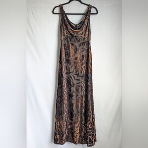 Vintage Tadashi Burnout Velvet Draped Evening Dress